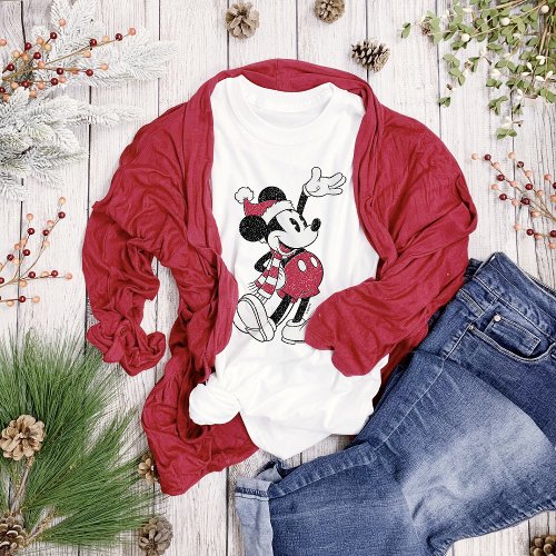 Merry Christmas  Mickey Mouse Vintage Santa Claus T_Shirt
