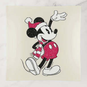 Merry Christmas Mickey Mouse Vintage Santa Claus Trinket Tray