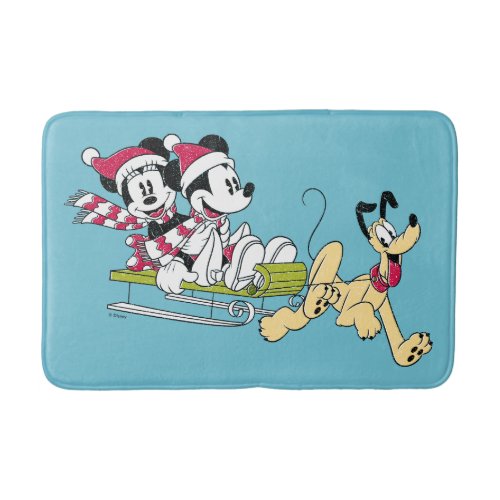 Merry Christmas  Mickey Mouse Winter Sled Bath Mat