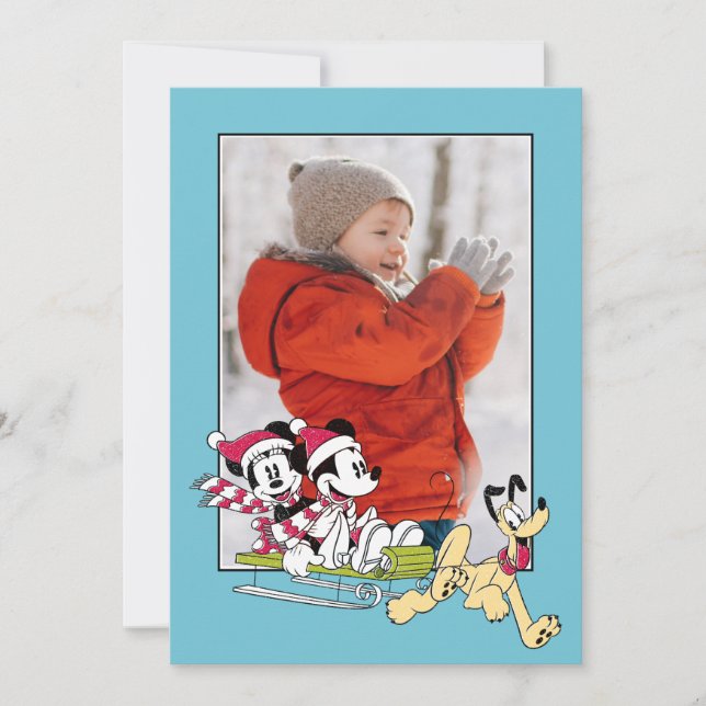 Merry Christmas | Mickey Mouse Winter Sled Card (Front)
