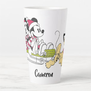 Merry Christmas   Mickey Mouse Winter Sled Latte Mug