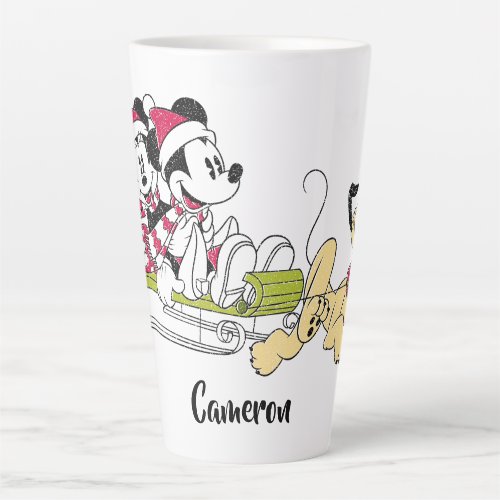 Merry Christmas  Mickey Mouse Winter Sled Latte Mug