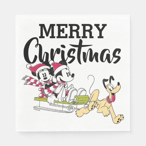 Merry Christmas  Mickey Mouse Winter Sled Napkins
