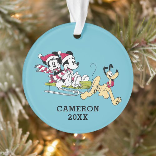 Merry Christmas  Mickey Mouse Winter Sled Ornament
