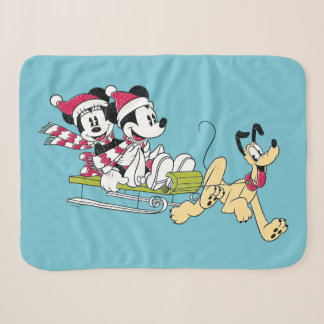 Merry Christmas | Mickey Mouse Winter Sled Sherpa Blanket