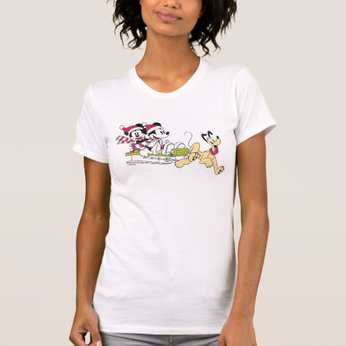 Merry Christmas  Mickey Mouse Winter Sled T_Shirt