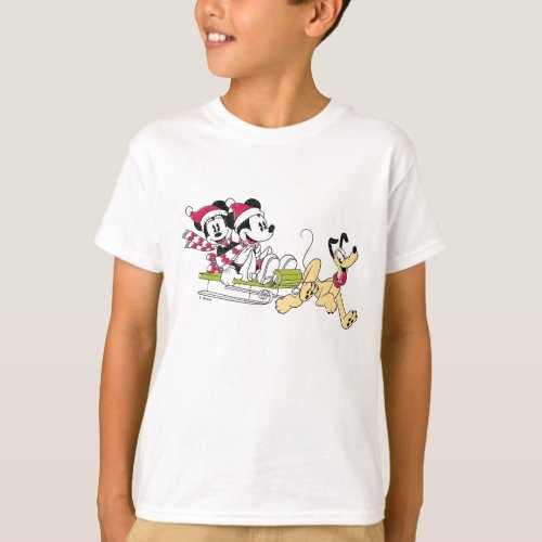 Merry Christmas  Mickey Mouse Winter Sled T_Shirt