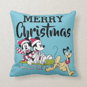 Merry Christmas   Mickey Mouse Winter Sled Throw Pillow