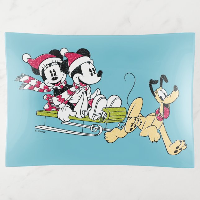 Merry Christmas | Mickey Mouse Winter Sled Trinket Tray (Front)