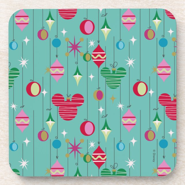 Merry Christmas | Mickey Retro Beverage Coaster (Front)