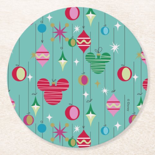 Merry Christmas  Mickey Retro Round Paper Coaster