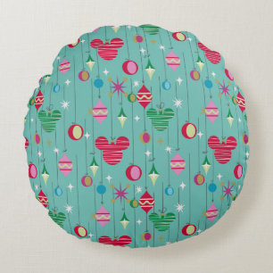 Merry Christmas Mickey Retro Round Pillow