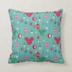 Merry Christmas Mickey Retro Throw Pillow