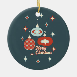 Merry Christmas Mid-Century Modern Ceramic Ornament