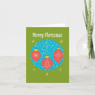 Merry Christmas Mid Century Modern Ornaments Card