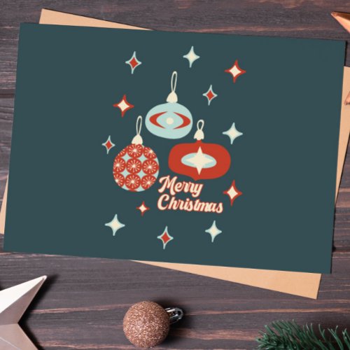 Merry Christmas Mid Century Modern Ornaments Postcard