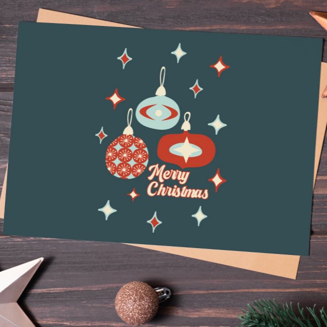 Merry Christmas Mid Century Modern Ornaments Postcard (Creator Uploaded)