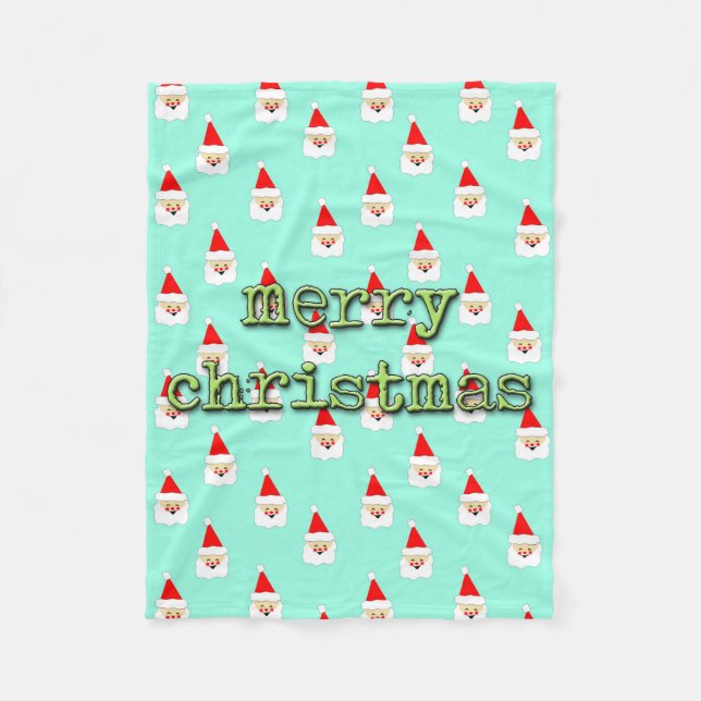 merry christmas mid century modern santa claus fleece blanket (Front)