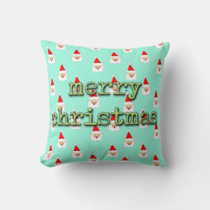 merry christmas mid century modern santa claus throw pillow