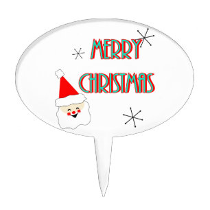 merry christmas mid century santa claus cake topper