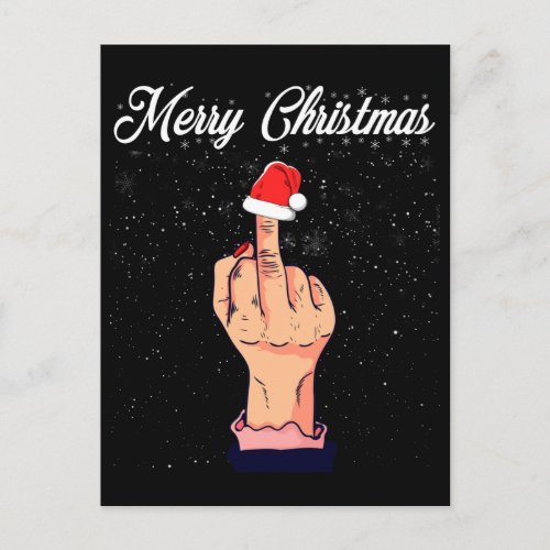 Merry Christmas Middle Finger Rude Xmas Ugly Postcard