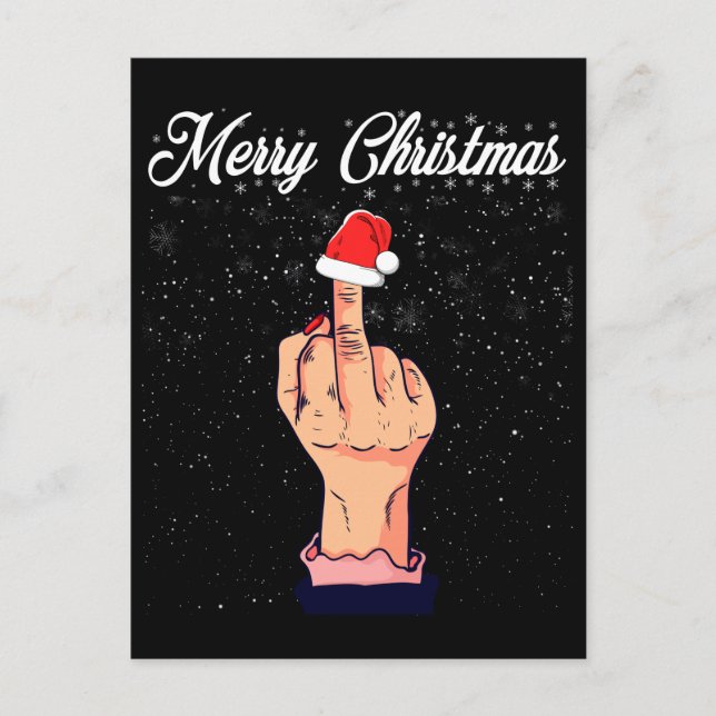 Merry Christmas Middle Finger Rude Xmas Ugly Postcard (Front)