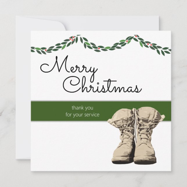 Merry Christmas Military Themed Thank You Note Card (Front)