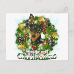 Merry Christmas Min Pin Holiday Postcard