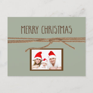 Merry Christmas Mini Photo with Names on Back Holiday Postcard