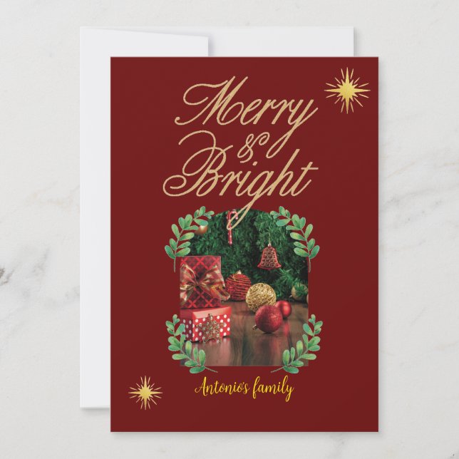 Merry Christmas Minimal bright arch Photo Holiday Card (Front)