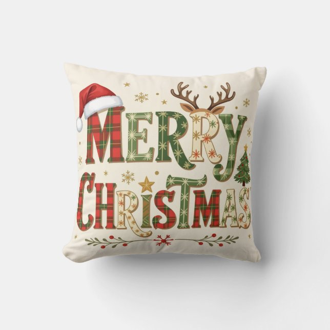 Merry Christmas minimal chic Throw Pillow (Front)