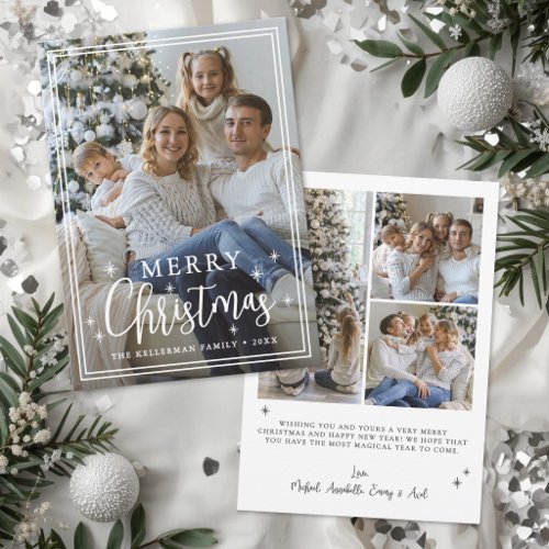 Merry Christmas Minimal Elegant Photo  Holiday Card