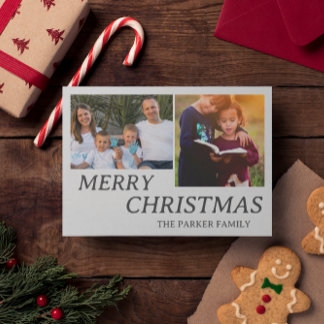 Merry Christmas Minimal Family Holiday Photo Card