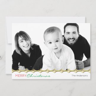 Merry Christmas | Minimal Modern Gold Chain Photo Holiday Card