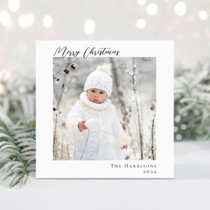 Merry Christmas Minimal Modern Photo Holiday Card