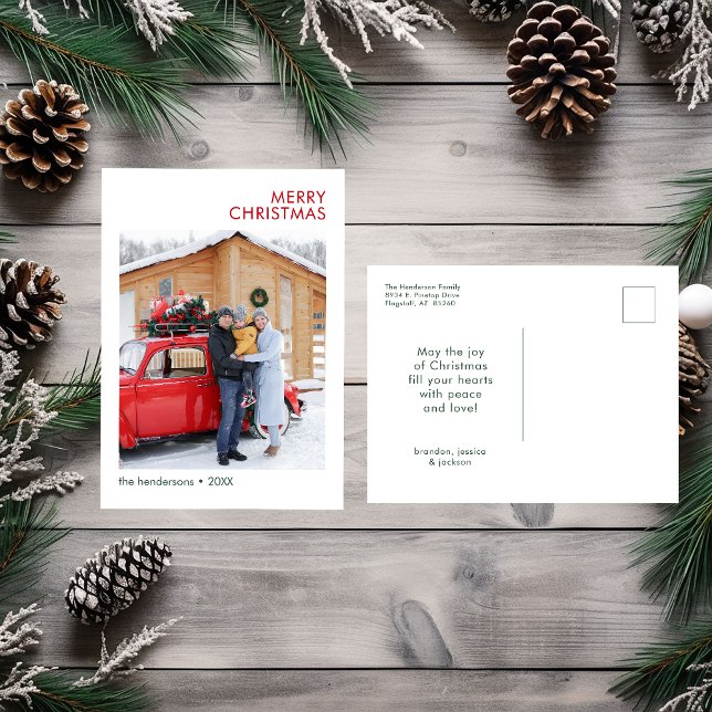 Merry Christmas Minimal Photo Holiday Postcard (Creator Uploaded)