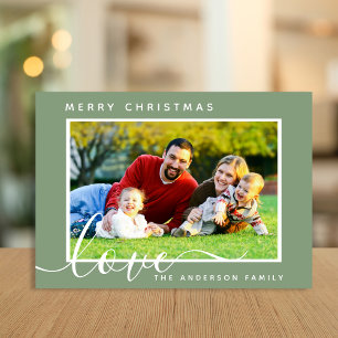 Merry Christmas Minimal Simple Family Photo Holiday Card