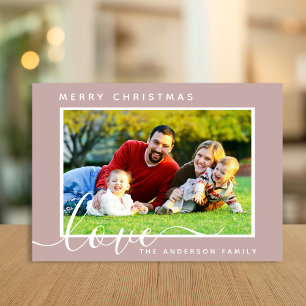 Merry Christmas Minimal Simple Family Photo  Holiday Card