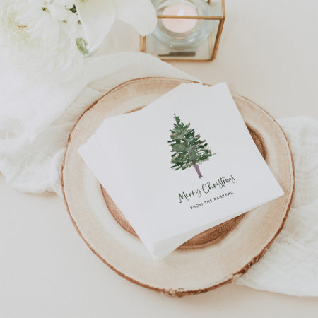 Merry Christmas | Minimal Simple Pine Napkins