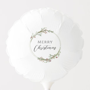 Merry Christmas Minimal Watercolor Wreath Balloon