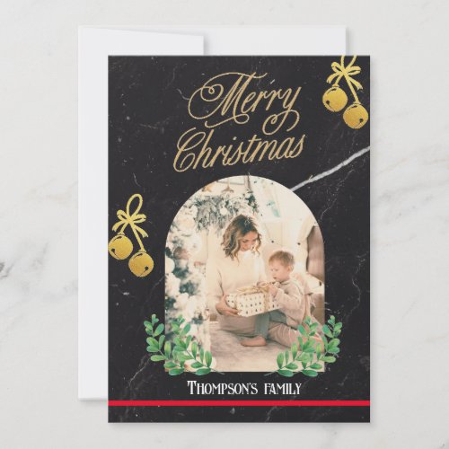 Merry Christmas Minimalist bright arch Photo Holiday Card