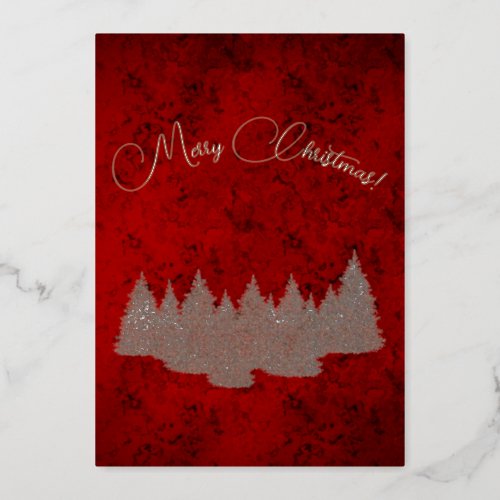Merry Christmas _ minimalist _ golden fir trees Foil Holiday Card