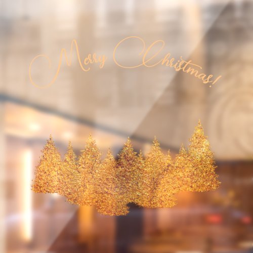 Merry Christmas _ minimalist _ golden fir trees Window Cling