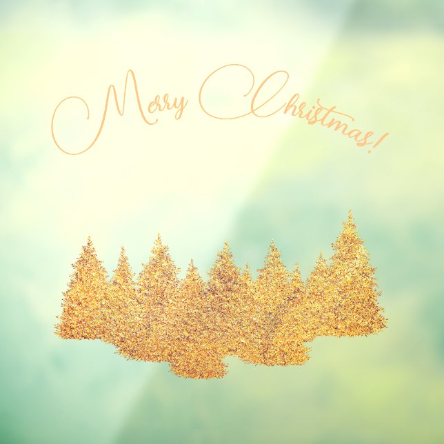Merry Christmas - minimalist - golden fir trees Window Cling (Sheet 3)