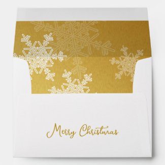 Merry Christmas Minimalist Golden Snowflakes 