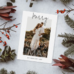 Merry Christmas | Minimalist Modern Simple Photo Holiday Card<br><div class="desc">Share your warm holiday wishes with this elegant Merry Christmas photo card. The design features a modern hand lettered script paired with bold minimalist typography, creating a stylish balance of festive and timeless. Perfect for showcasing your family photo, this custom holiday card is easy to personalize with your own names...</div>