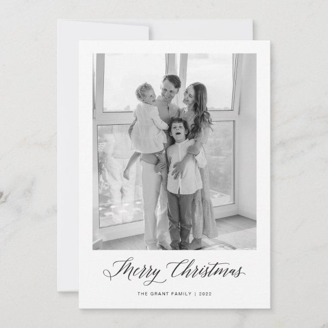 Merry Christmas Minimalist Photo Christmas Card (Front)