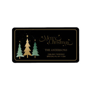 Merry Christmas Minimalist Pine Trees Black Label