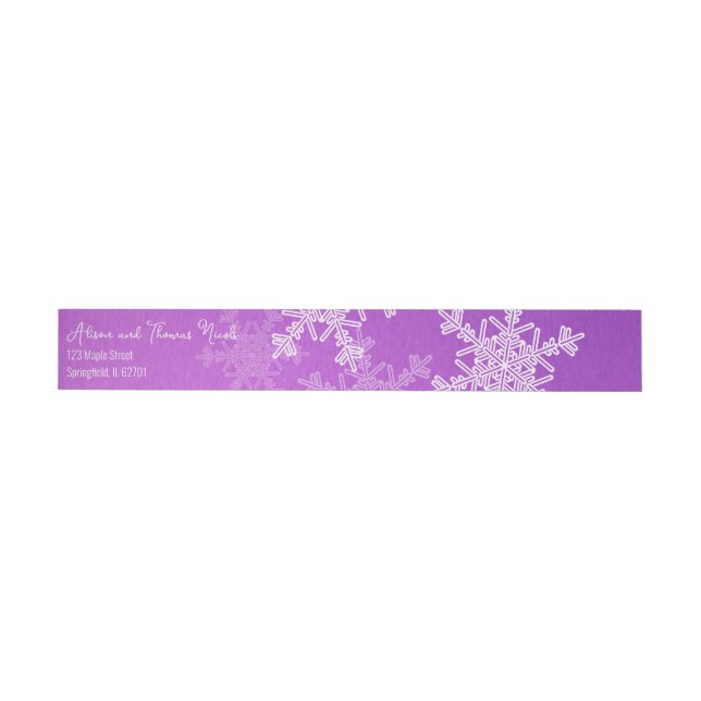 Merry Christmas Minimalist Purple Snowflakes  Wrap Around Address Label (Individual)