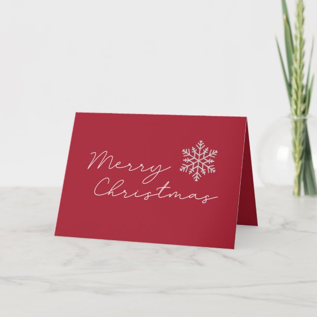 Merry Christmas Minimalist Red and White Holiday Card (Front)